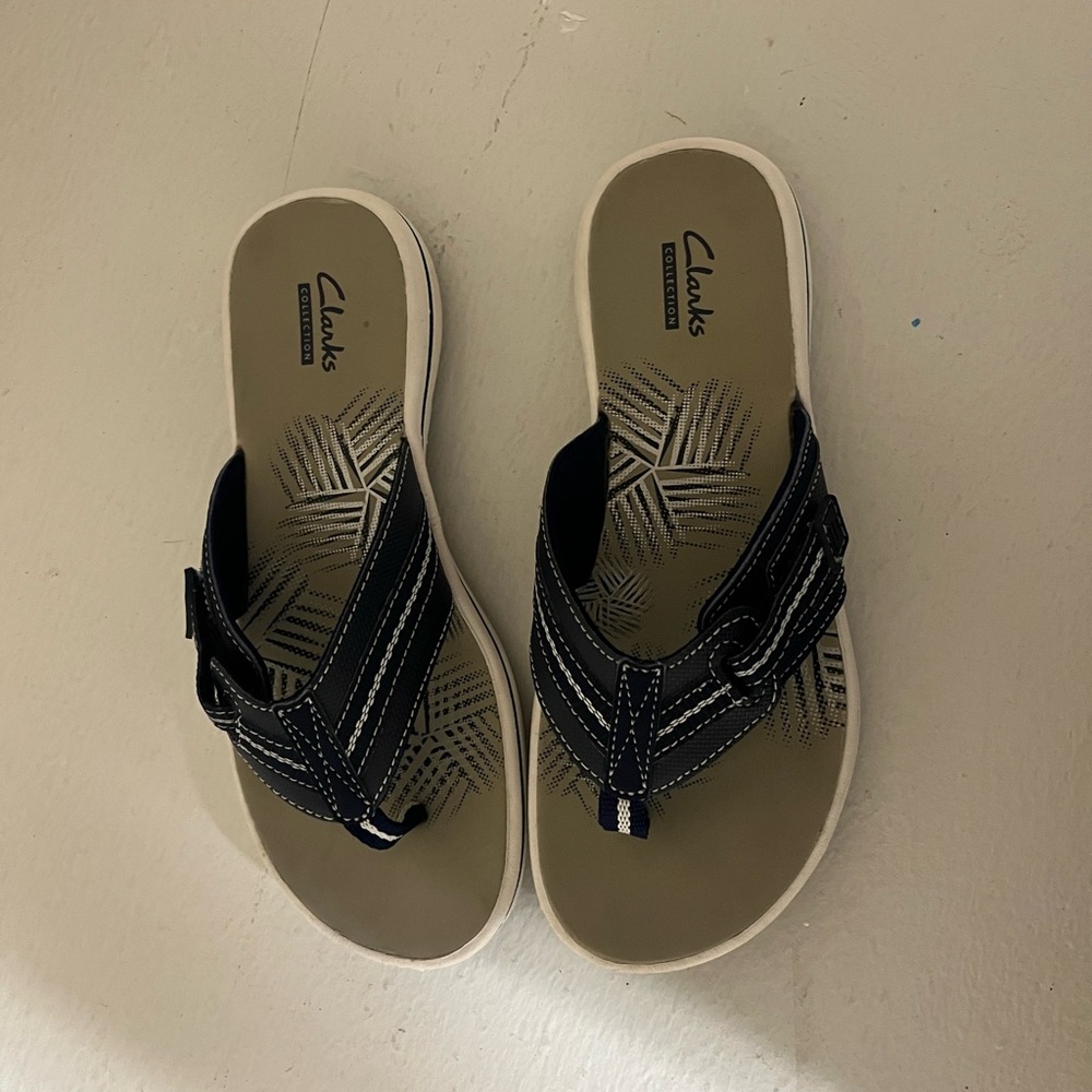 Clarks Navy and white Sandals